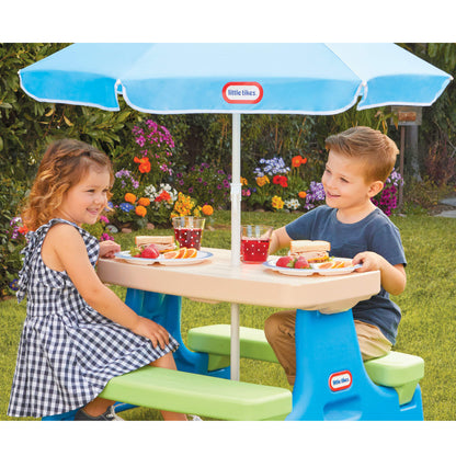 Little Tikes Easy Store Jr. Play Table with Umbrella - Blue/Green | Signature