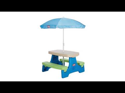 Little Tikes Easy Store Jr. Play Table with Umbrella - Blue/Green | Signature