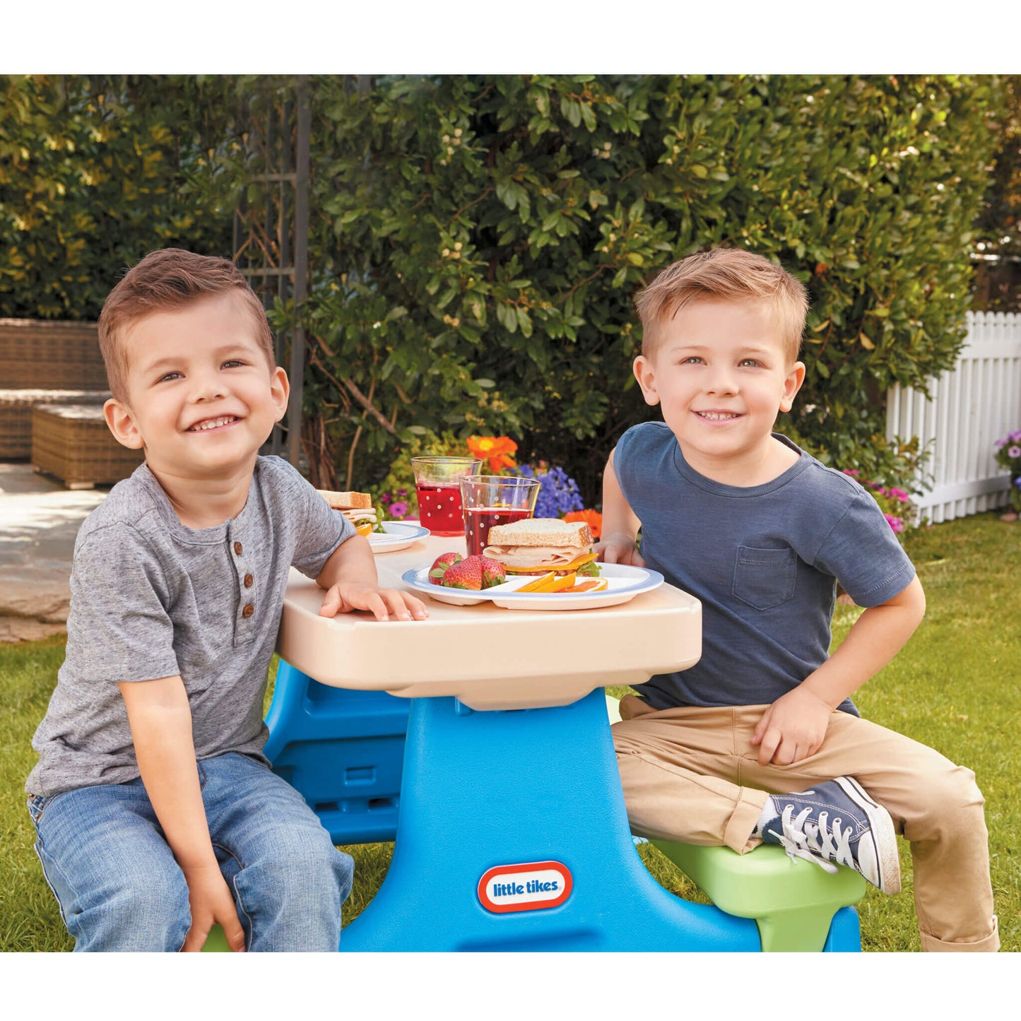 Little Tikes Easy Store Jr. Play Table with Umbrella - Blue/Green | Signature